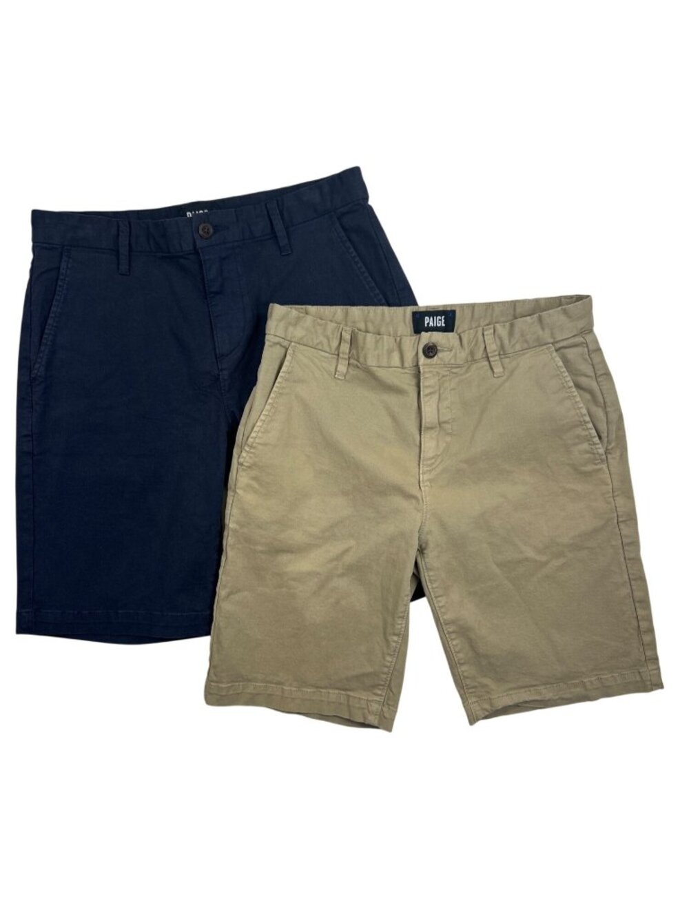 Lot of 2 Paige Men's 30 Thompson Shorts Khaki & Navy Chino Shorts Preppy
